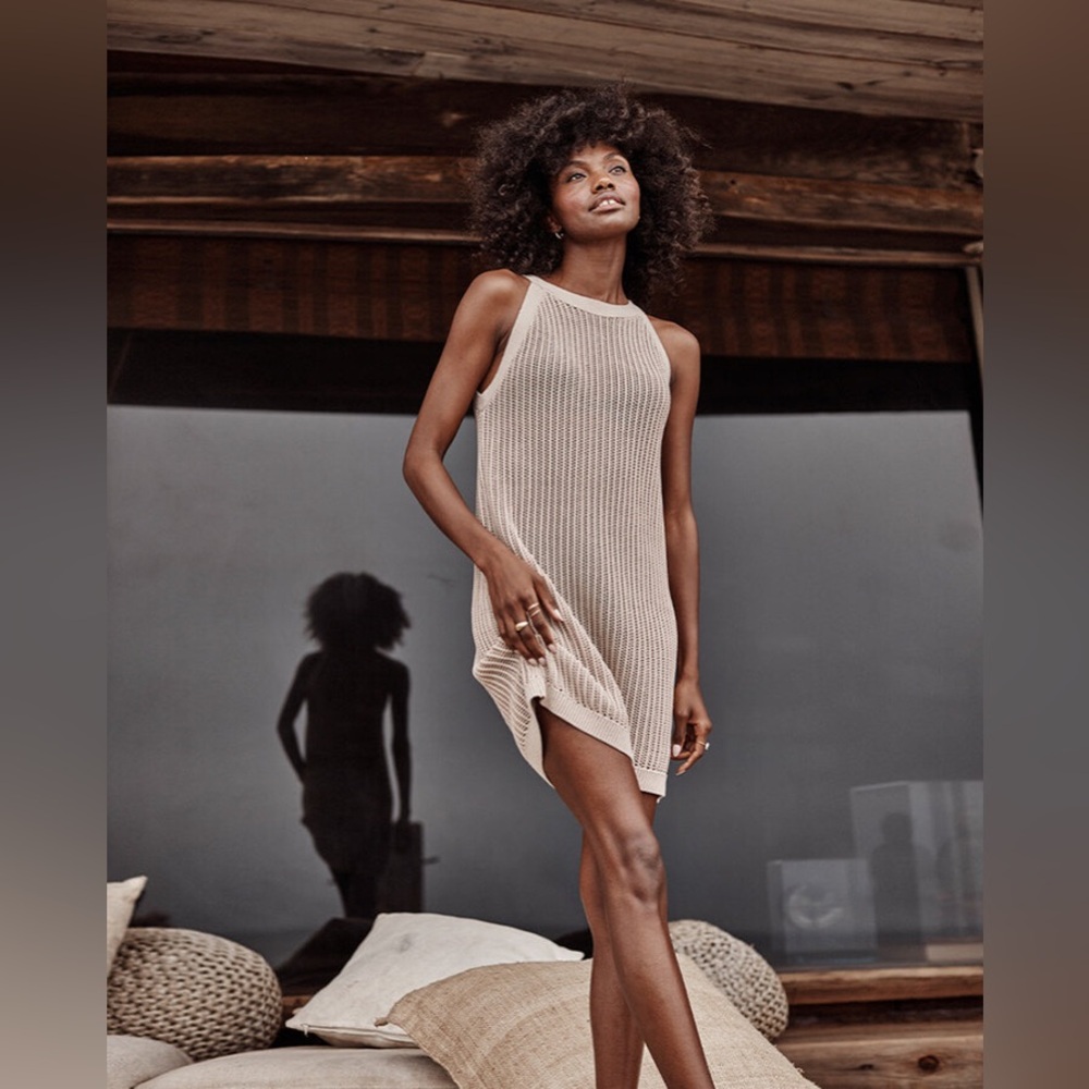 summersalt Cream Knit Sleeveless Shift Dress